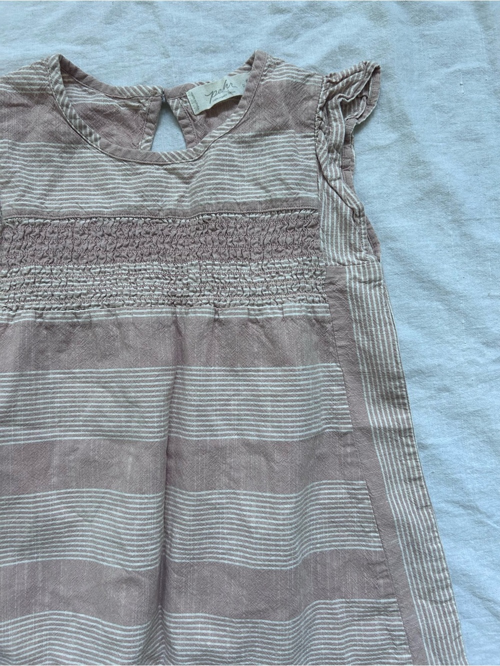 Smocked Stripe Pink Casual Dress for Girls - Picture 3 of 4